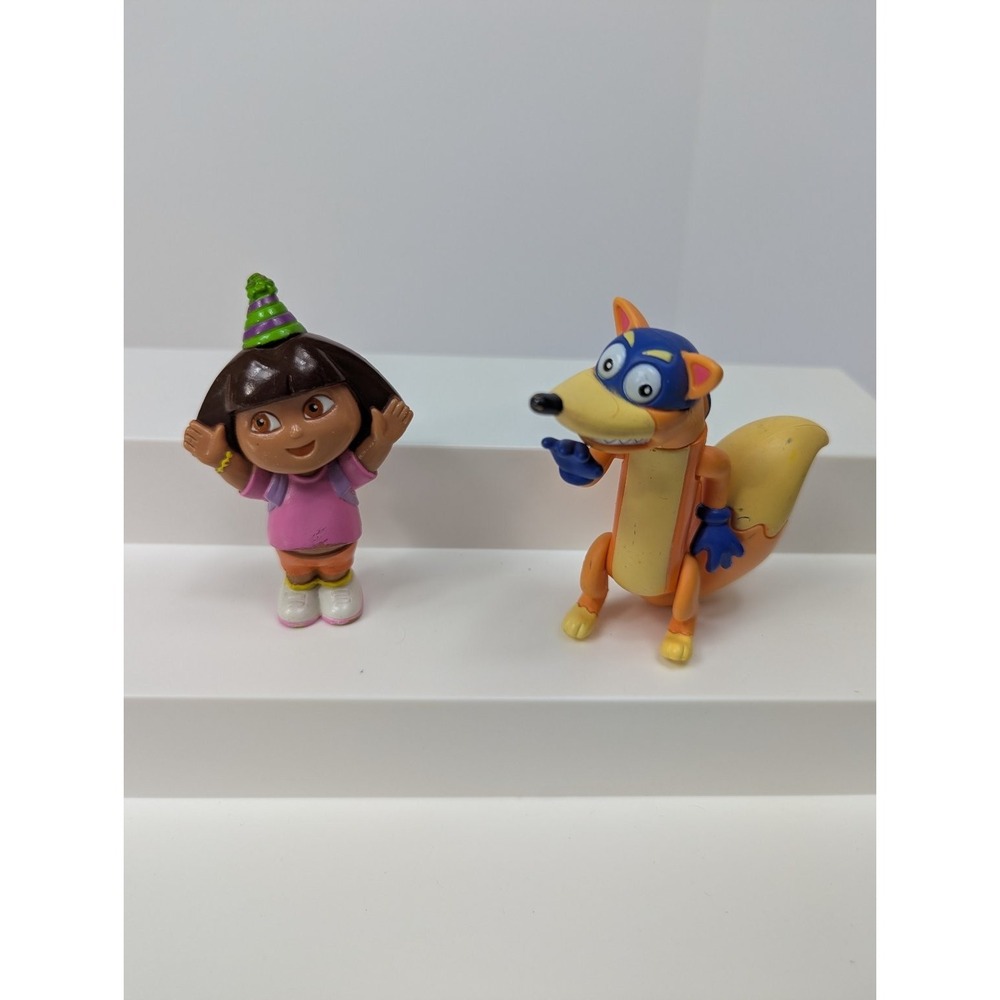 Nick Jr. Nickelodeon Party Hat Dora The Explorer Swiper Action Figures 3 Inch